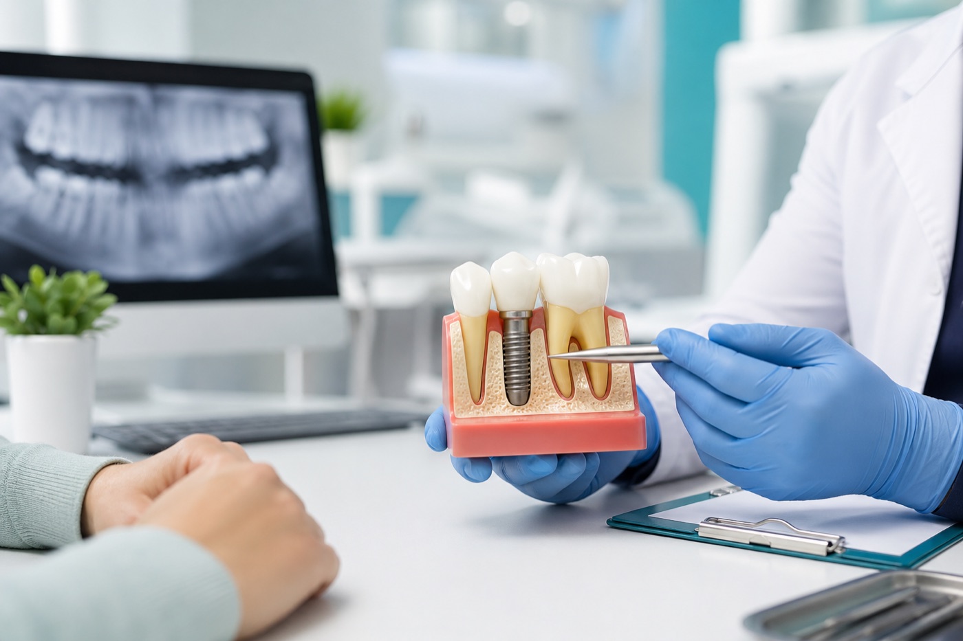 Dental implant model explaining tooth implant treatment in Haridwar