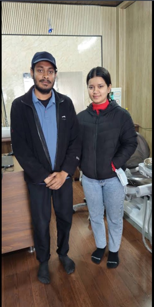 Happy patient after dental treatment in Haridwar