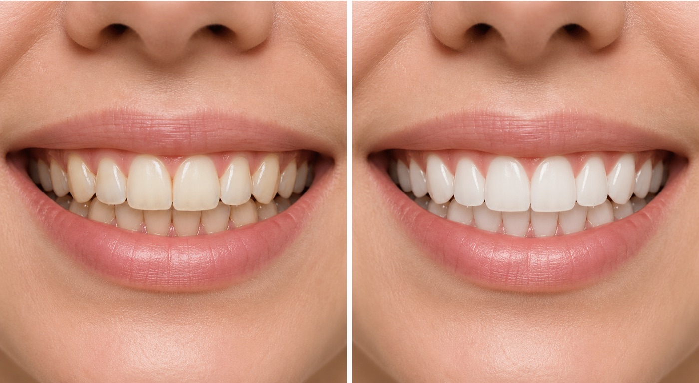 Before and after smile design result example at dental clinic Haridwar